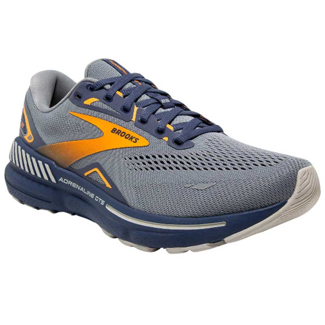 Brooks Adrenaline GTS 23 Grey/ Crown Blue/ Orange Orange - Free Shipping!